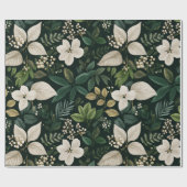 Botanisches Waldblatt Weißes Blumenmuster Geschenkpapier (Flach)