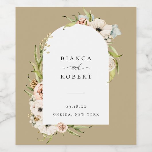 Botanisches Waldblütensiegel Weinetikett (Einzelnes Label)