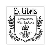Botanisches Wappen Bee mit Crown Ex Libris Buchnam Permastempel (Design)
