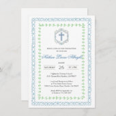 Botanisches Wappen Blauer Kreuz Einladung (Vorne/Hinten)