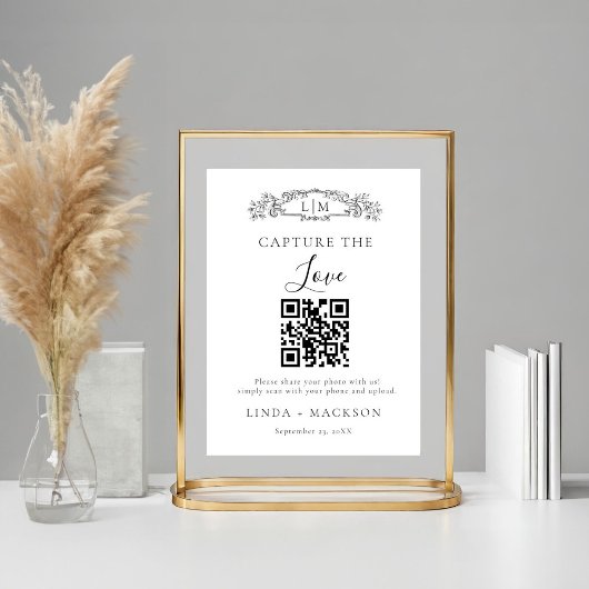 Botanisches Wappen Capture Liebe QR Code Hochzeits Poster