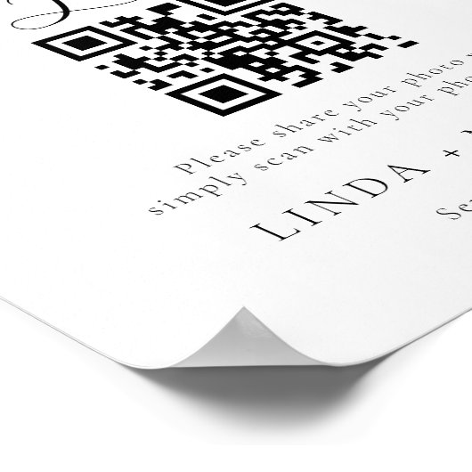 Botanisches Wappen Capture Liebe QR Code Hochzeits Poster (Ecke)