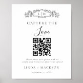 Botanisches Wappen Capture Liebe QR Code Hochzeits Poster (Vorne)