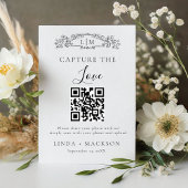 Botanisches Wappen Capture Liebe QR Code Hochzeits Sockelschild