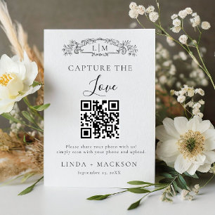 Botanisches Wappen Capture Liebe QR Code Hochzeits Sockelschild