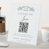 Botanisches Wappen Capture Liebe QR Code Hochzeits Sockelschild (In Situ)