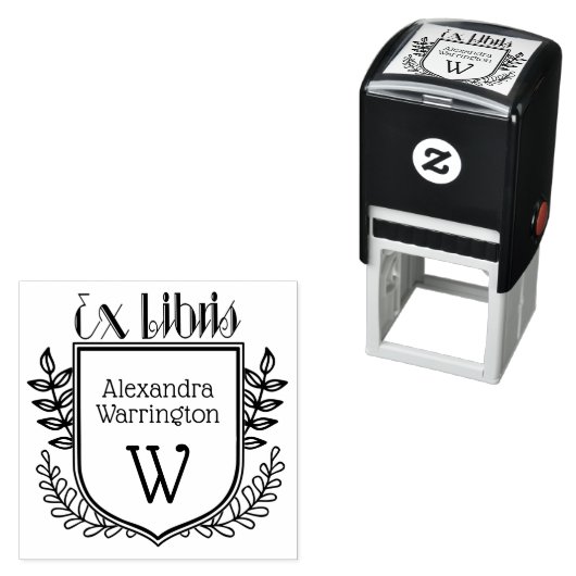 Botanisches Wappen Ex Libris #2 Buchname Initial Permastempel (Beispiel)