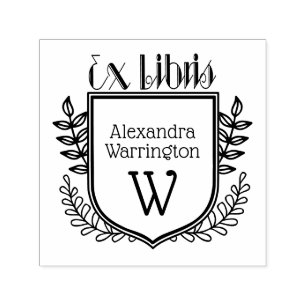 Botanisches Wappen Ex Libris #2 Buchname Initial Permastempel
