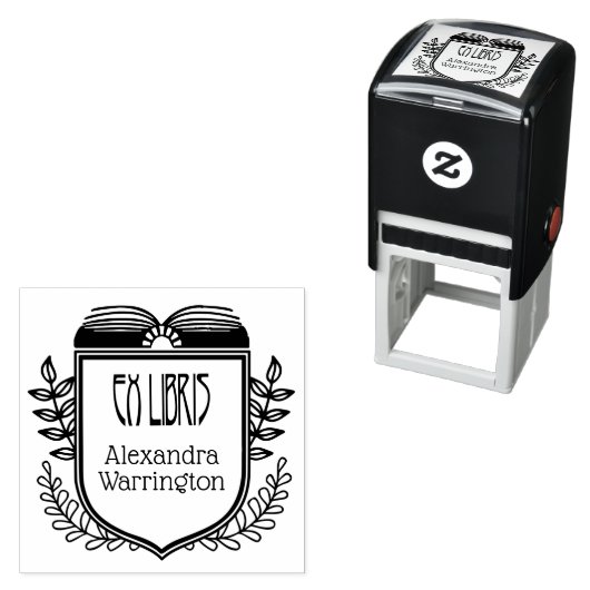 Botanisches Wappen Ex Libris Buchname Embosser Permastempel (Beispiel)
