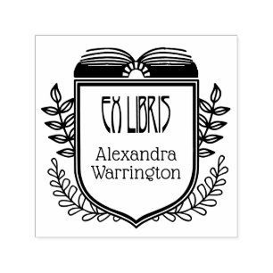 Botanisches Wappen Ex Libris Buchname Embosser Permastempel
