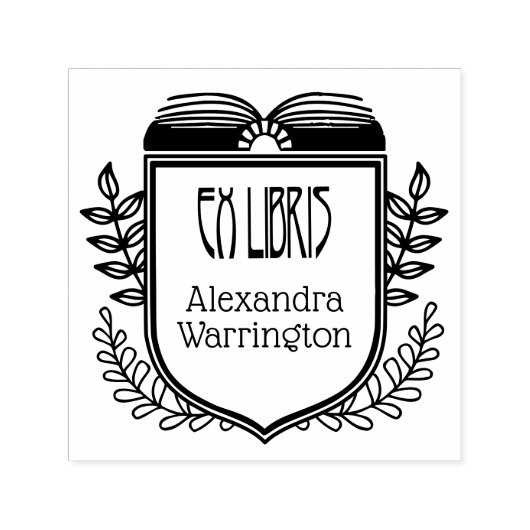 Botanisches Wappen Ex Libris Buchname Embosser Permastempel (Design)
