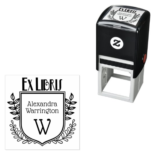 Botanisches Wappen Ex Libris Buchname Initial Permastempel (Beispiel)