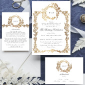 Botanisches Wappen-Hochzeit mit klassischem Gold M Begleitkarte