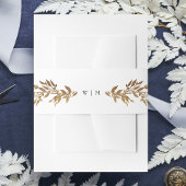 Botanisches Wappen-Hochzeit mit klassischem Gold M Einladungsbanderole