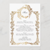 Botanisches Wappen-Hochzeit mit klassischem Gold M Menükarte (Vorderseite)