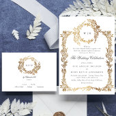 Botanisches Wappen-Hochzeit mit klassischem Gold M RSVP Karte