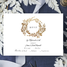 Botanisches Wappen-Hochzeit mit klassischem Gold M RSVP Karte