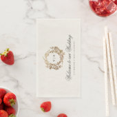 Botanisches Wappen-Hochzeit mit klassischem Gold M Serviette (Beispiel)