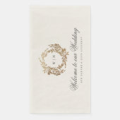 Botanisches Wappen-Hochzeit mit klassischem Gold M Serviette (Vorderseite)