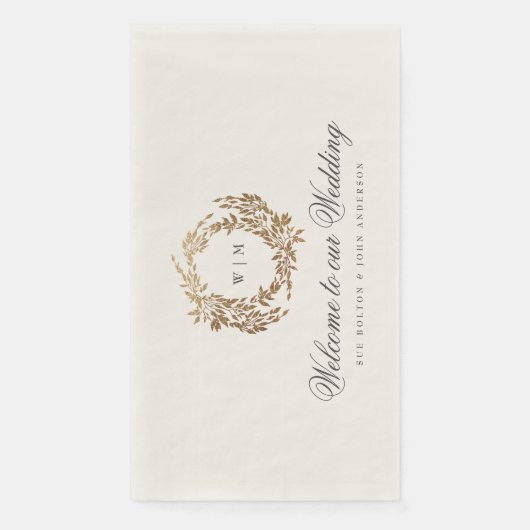 Botanisches Wappen-Hochzeit mit klassischem Gold M Serviette (Vorderseite)