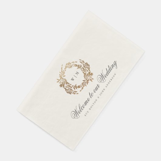 Botanisches Wappen-Hochzeit mit klassischem Gold M Serviette (Ecke)