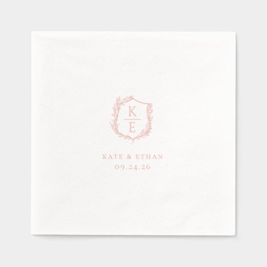 Botanisches Wappen Hochzeitmongramm Servietten Mit Folie (Vorderseite)