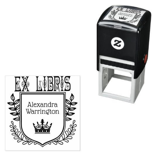 Botanisches Wappen Krone #2 Ex Libris Buchname Permastempel (Beispiel)