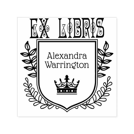 Botanisches Wappen Krone #2 Ex Libris Buchname Permastempel (Design)