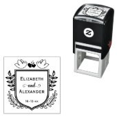 Botanisches Wappen Love Birds Hearts Couple Weddin Permastempel (Beispiel)