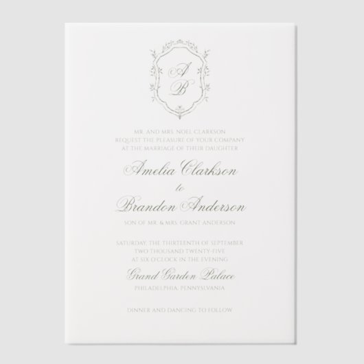 Botanisches Wappen-Monografie Pergament Einladungen (Vorderseite)