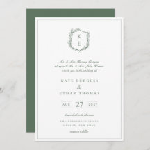 Botanisches Wappen Monogram Sage Green Wedding