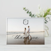 Botanisches Wappen Monogram Wedding Foto Dankeskarte (Stehend Vorderseite)