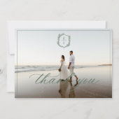 Botanisches Wappen Monogram Wedding Foto Dankeskarte (Vorderseite)