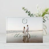 Botanisches Wappen Monogram Wedding Foto Dankeskarte (Stehend Vorderseite)