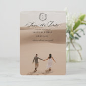 Botanisches Wappen Monogram Wedding Foto Save The Date (Stehend Vorderseite)