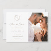 Botanisches Wappen Monogram Wedding Foto Save The Date (Vorderseite)
