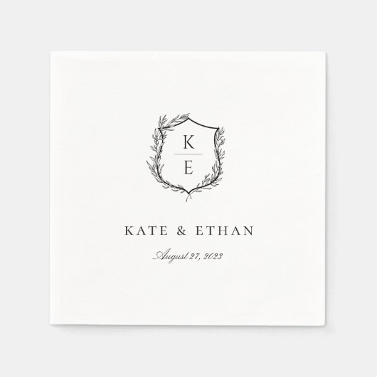 Botanisches Wappen Monogram Wedding Napkins Serviette (Vorderseite)