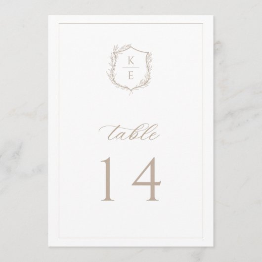 Botanisches Wappen Monogram Wedding Tischnummer (Vorderseite)