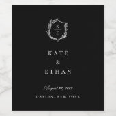 Botanisches Wappen Monogram Wedelweinlabel Weinetikett (Einzelnes Label)