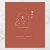 Botanisches Wappen Monogram Wedelweinlabel Weinetikett (Einzelnes Label)