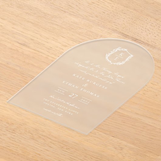 Botanisches Wappen Monogramm Hochzeit Acryleinladungen (Ablage )