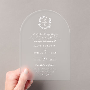 Botanisches Wappen Monogramm Hochzeit Acryleinladungen