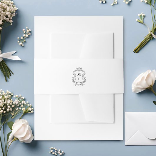 Botanisches Wappen Monogramm Hochzeit Einladungsbanderole