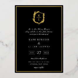 Botanisches Wappen Monogramm Hochzeit Folieneinladung