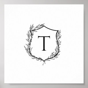 Botanisches Wappen Monogramm Hochzeit Poster