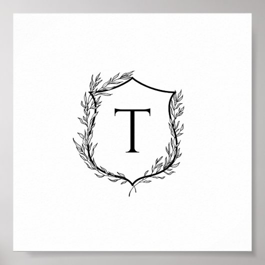 Botanisches Wappen Monogramm Hochzeit Poster (Vorne)