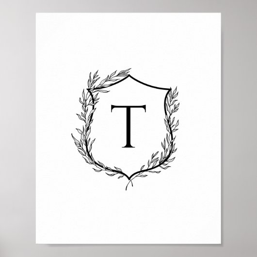 Botanisches Wappen Monogramm Hochzeit Poster (Vorne)