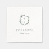 Botanisches Wappen Monogramm Hochzeit Serviette (Vorderseite)