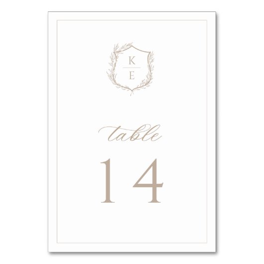 Botanisches Wappen Monogramm Hochzeit Tischnummer (Vorderseite)