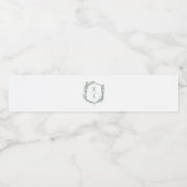 Botanisches Wappen Monogramm Hochzeit Wasserflaschenetikett (Einzelnes Label)